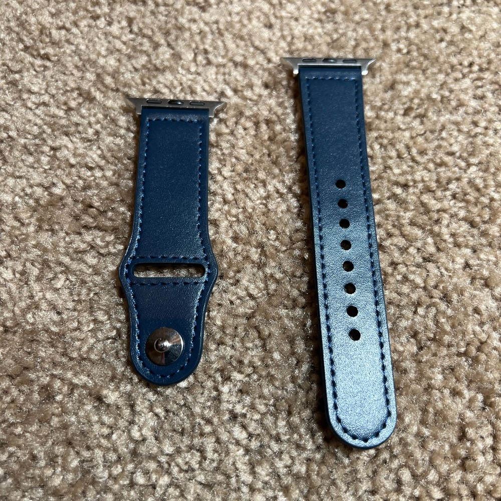 #6 midnight blue Genuine Leather Apple Watch Band